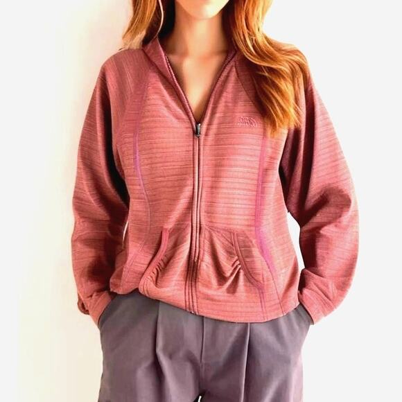 The North Face Tops - The North Face Fleece Striped Ruched Pocket Full Zip Hoodie Sweatshirt